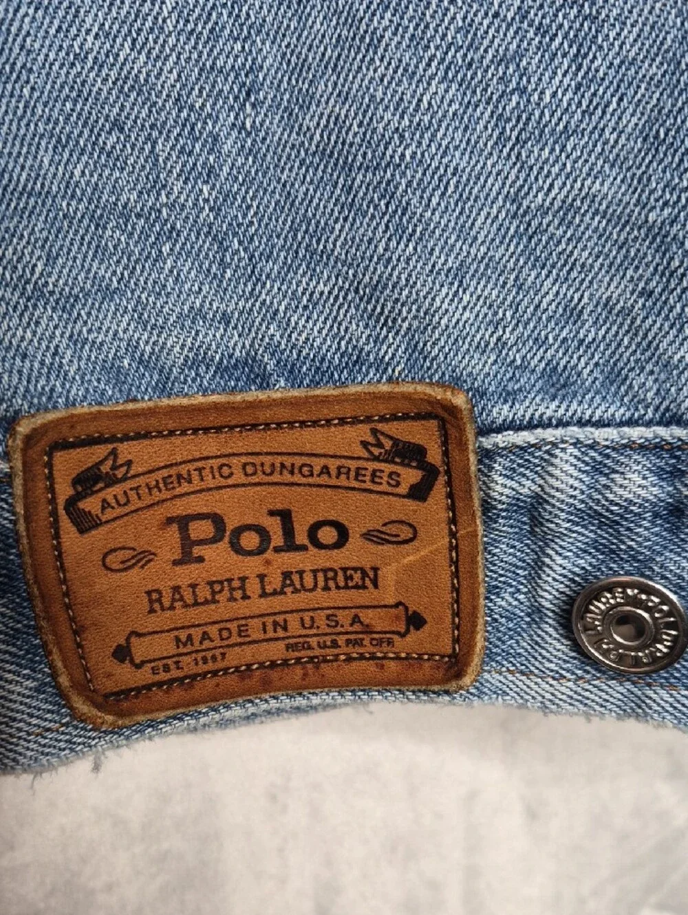 Vintage 80s Polo Ralph Lauren Made in USA Distressed Denim Jacket Medium